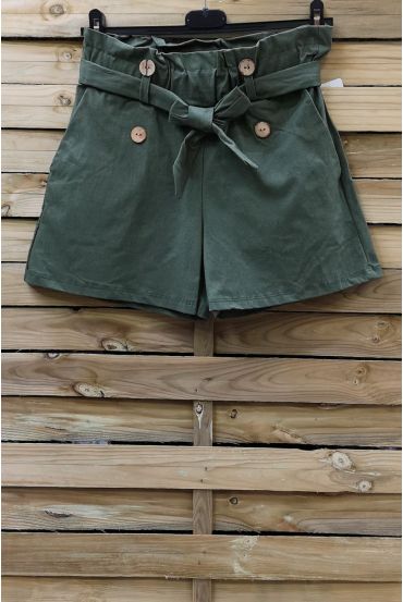 PANTALONCINI A VITA ALTA 0857 VERDE MILITARE