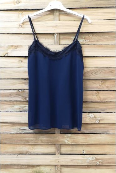 CANOTTA DI PIZZO SPALLINE REGOLABILI 0863 BLU NAVY