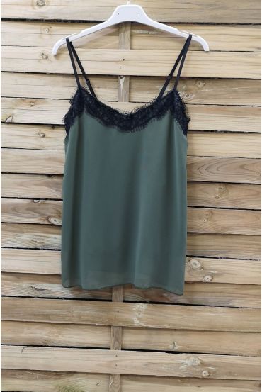 CAMISOLA DE ENCAJE CORREAS AJUSTABLES 0863 VERDE MILITAR