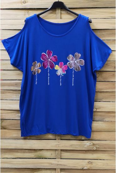 GROTE MAAT T-SHIRT MASSAAL DE SCHOUDERS EN OPEN 0871 ROYAL BLUE