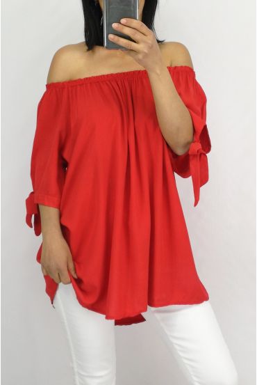 TOP SCOLLO SCOOP ELASTICO 0848 ROSSO