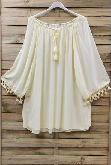 TUNIC OVERSIZE HAS FRINGES 0760 YELLOW