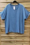 LARGE SIZE TUNIC POLKA DOT COLLAR-SILVER 0636 BLUE JEANS