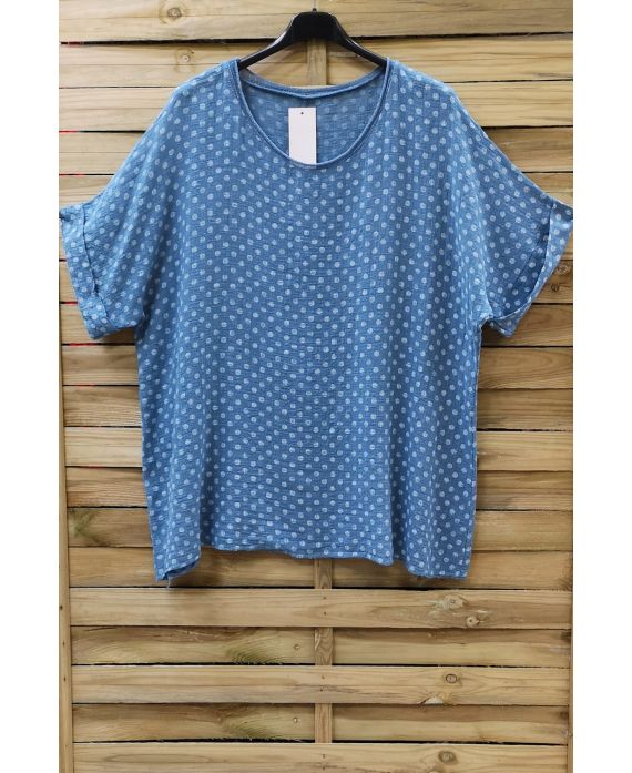 GROOT FORMAAT TUNIEK POLKA DOT KRAAG-ZILVER 0636 BLUE JEANS