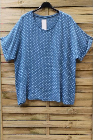 GROOT FORMAAT TUNIEK POLKA DOT KRAAG-ZILVER 0636 BLUE JEANS