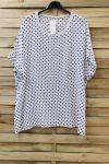 LARGE SIZE TUNIC POLKA DOT COLLAR-SILVER 0636 WHITE