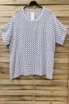 LARGE SIZE TUNIC POLKA DOT COLLAR-SILVER 0636 WHITE