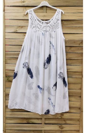 VESTIDO DE ENCAJE DE ANCHO 0876-BLANCO