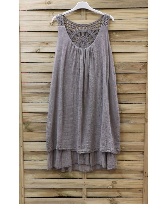 ROBE DOS BRODERIE 0762 TAUPE