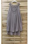 ROBE DOS BRODERIE 0762 TAUPE