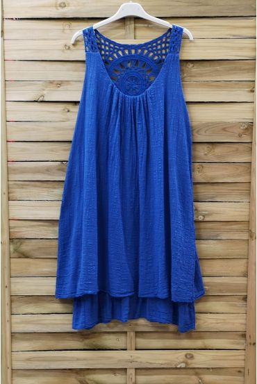 ROBE DOS BRODERIE 0762 BLEU ROYAL