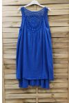 ROBE DOS BRODERIE 0762 BLEU ROYAL