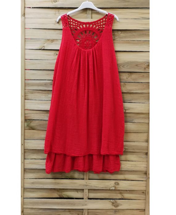 VESTIDO BORDADO 0762 ROJO