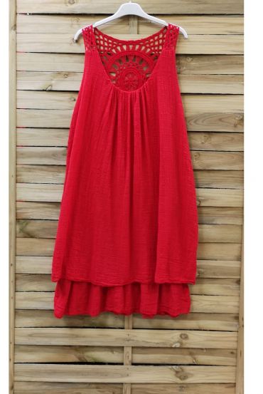 KLEID MIT RÜCKEN STICKEREI 0762 ROT