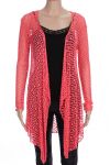 CHAQUETA AJOURE ENCAJE 0877 CORAL