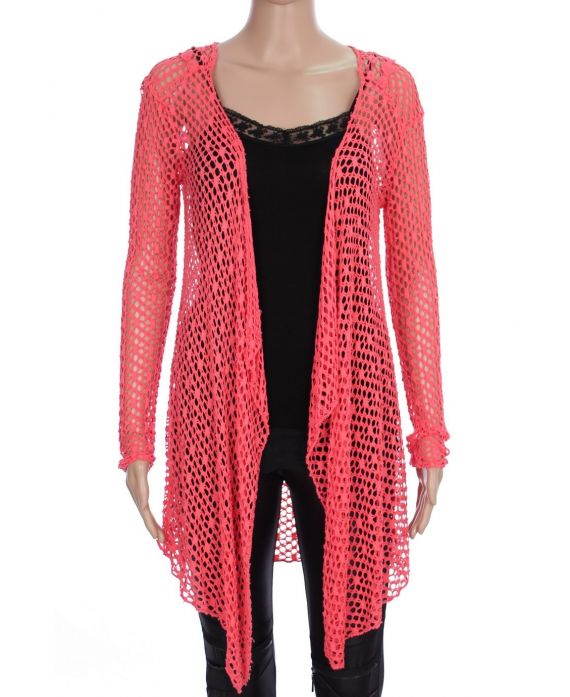 CHAQUETA AJOURE ENCAJE 0877 CORAL