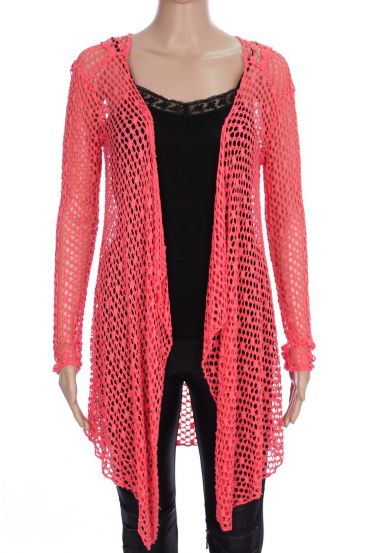 CHAQUETA AJOURE ENCAJE 0877 CORAL