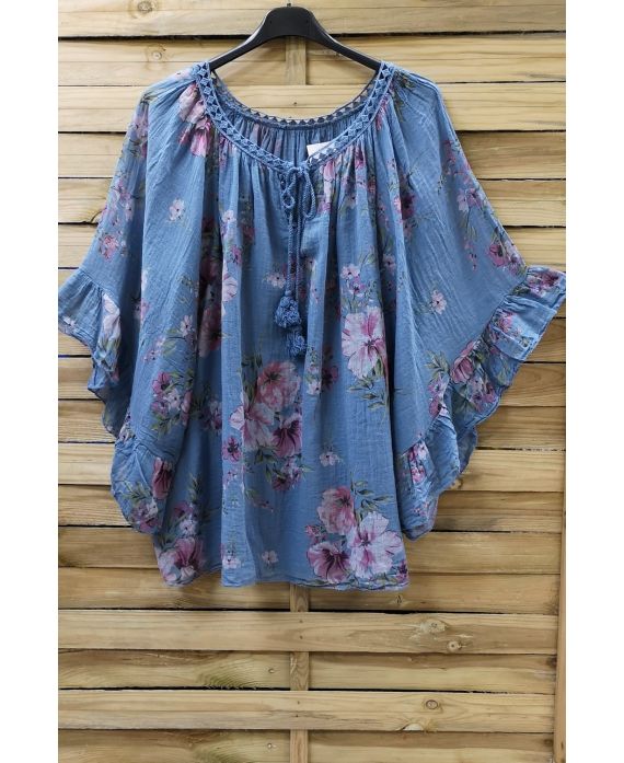 TUNIC OVERSIZE PRINTED 0882 BLUE