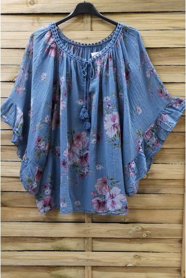 TUNIC OVERSIZE PRINTED 0882 BLUE