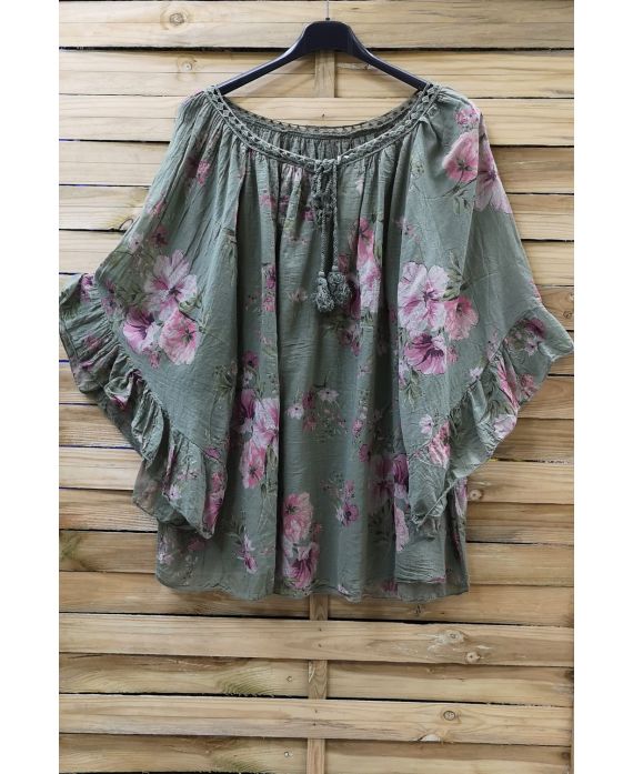 TUNIC OVERSIZE PRINTED 0882 MILITARY GREEN