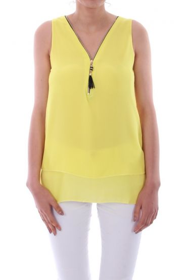 TOP ZIPPE DOS CROISE 0887 JAUNE