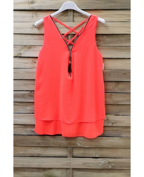 TOP ZIPPE DOS CROISE 0887 ORANGE FLUO