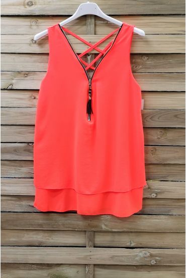 TOP ZIPPE DOS CROISE 0887 ORANGE FLUO