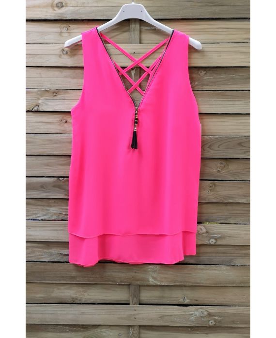 TOP RITSEN TERUG KRUISEN 0887 NEON ROZE