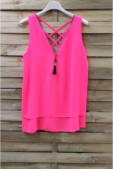 TOP RITSEN TERUG KRUISEN 0887 NEON ROZE