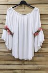 TUNIC SLEEVES FLOWERS 0881 WHITE