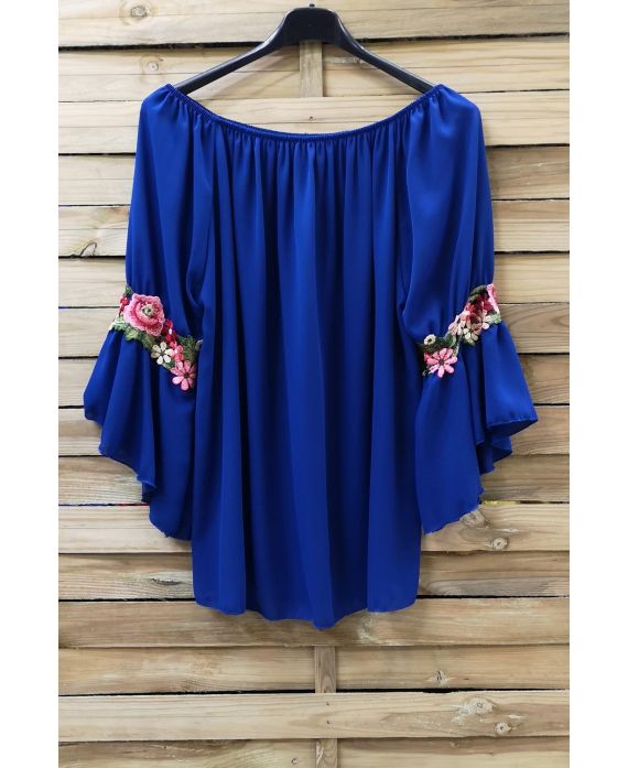 TUNIC SLEEVES FLOWERS 0881 BLUE