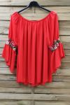 TUNIC SLEEVES FLOWERS 0881 CORAL