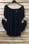 TUNIC SLEEVES FLOWERS 0881 BLACK