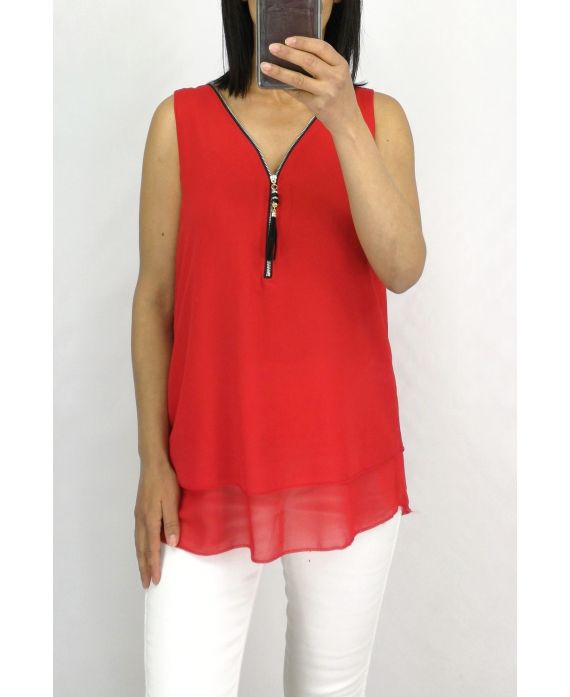 TOP ZIPPE DOS CROISE 0887 ROUGE