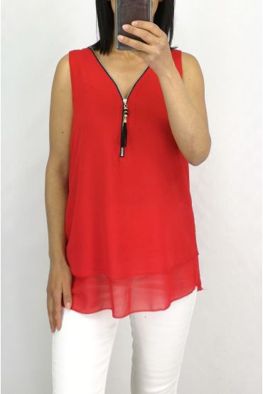 TOP ZIP POSTERIORE ATTRAVERSA 0887 ROSSO