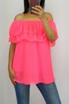 TOP ENCOLURE ELASTIQUEE 0797 ROSE FLUO