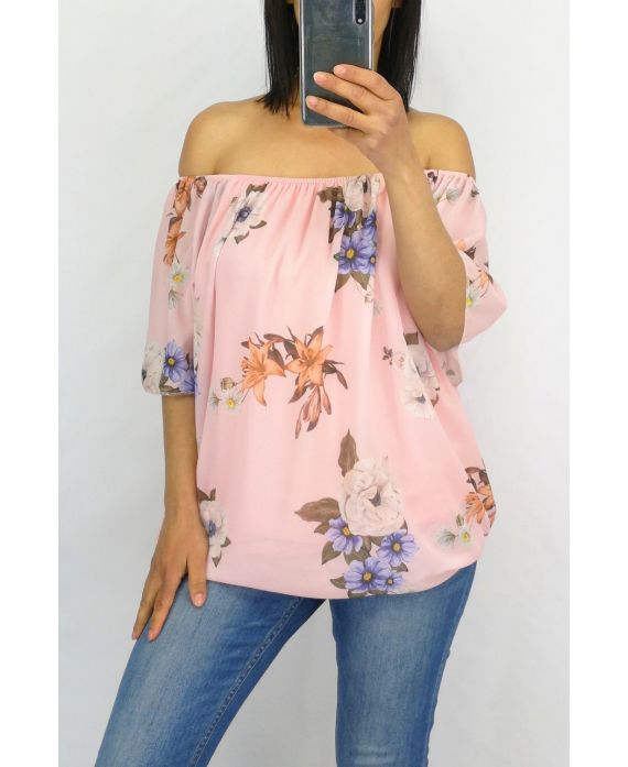 TOP GORDIJN MET PRINTS 0886 ROSE