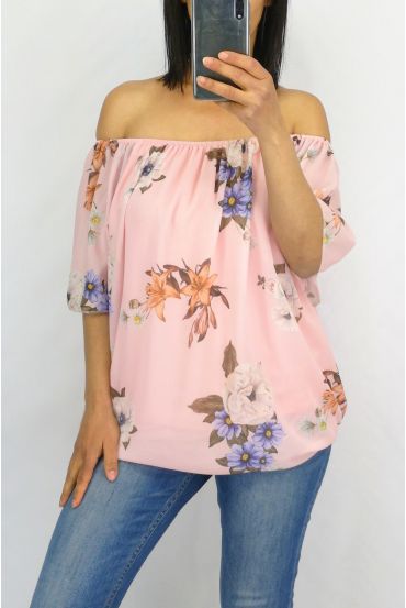 TOP GORDIJN MET PRINTS 0886 ROSE