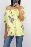 TOP GORDIJN MET PRINTS 0886 GEEL