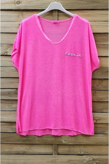 T-SHIRT MIT NEON-0583 NEON PINK