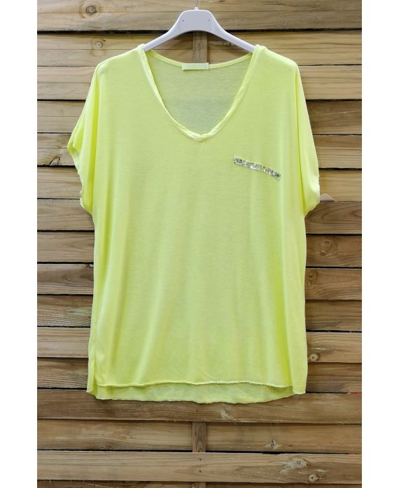 T-SHIRT MIT NEON-0583 FLUO GELB