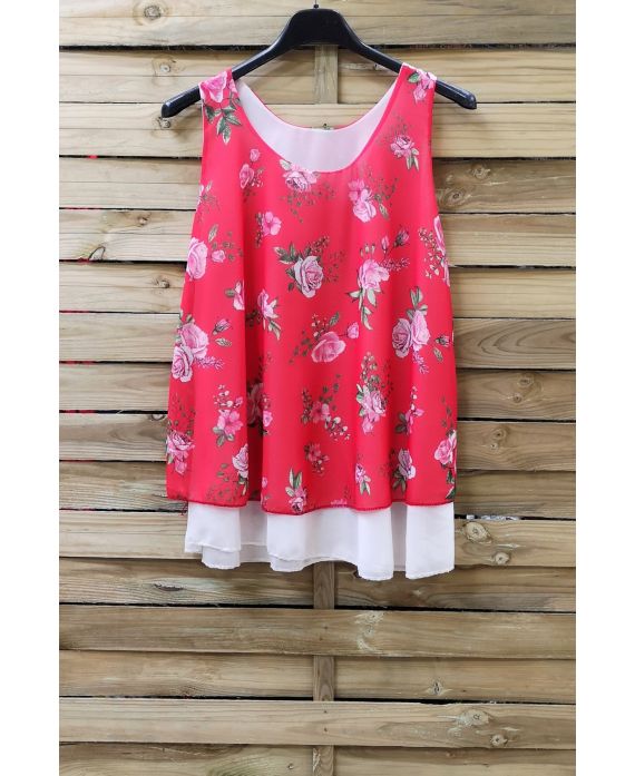 TOP GORDIJN MET PRINTS 0888 ROOD