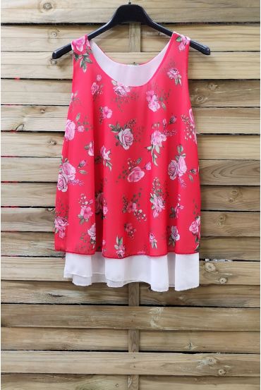 TOP GORDIJN MET PRINTS 0888 ROOD