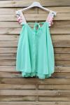 TOP BRETELLES A POMPONS 0890 VERT PASTEL