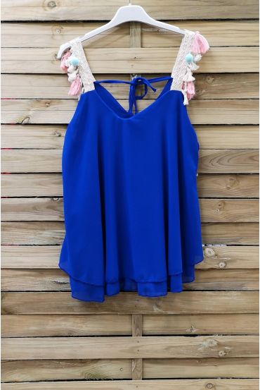 TOP STRAPLESS EEN POM-POM 0890 ROYAL BLUE