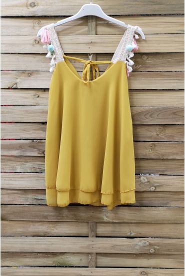 TOP SENZA SPALLINE UN POM-POM 0890 GIALLO