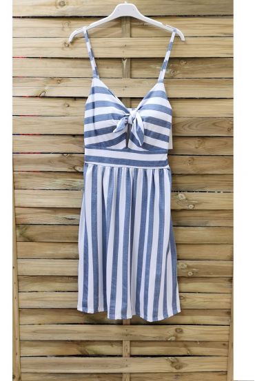 ROBE COURTE RAYEE 0893 BLEU MARINE