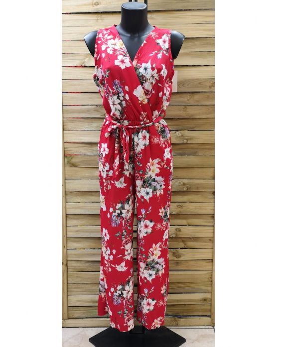 COMBINATIE BROEK BLOEMEN 0898 ROOD