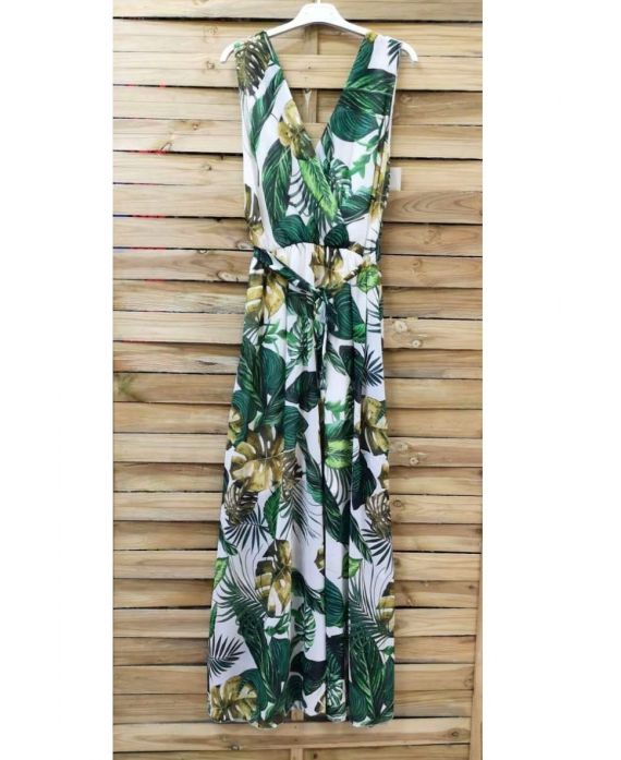 VESTIDO LARGO TROPICAL 0904 BEIGE