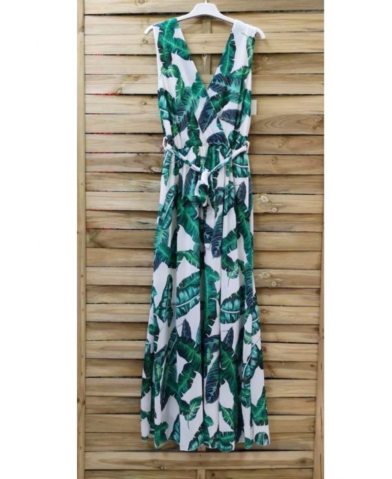 DRESS LONG TROPICAL 0904 WHITE